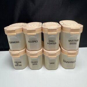 Set of  8 VTG Tupperware Pink Lid Spice Shakers Containers Modular Mates 1843